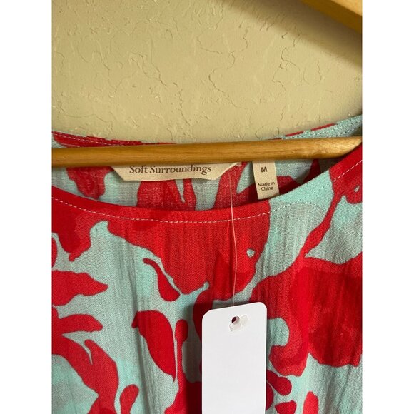 New! Soft Surroundings Siesta Key Tunic Multifloral Teal Coral $79.95 Medium 100 - Picture 5 of 8